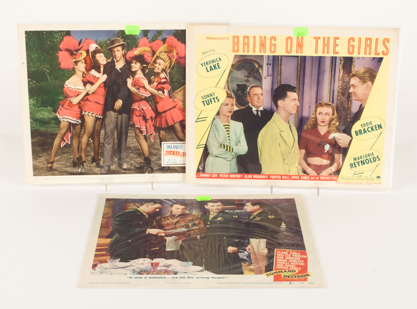 Appraisal: Three movie lobby cards Command Decision MGM with Clark Gable