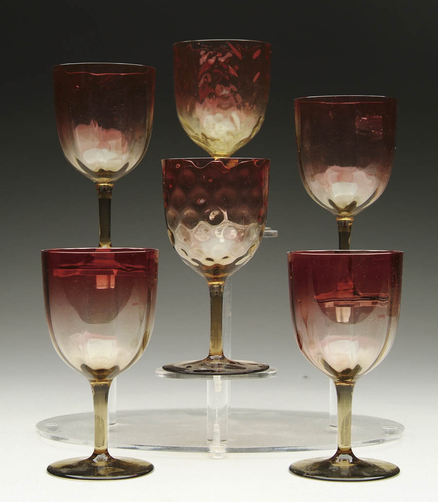 Appraisal: SIX AMBERINA GOBLETS Lot consists of four Amberina goblets with