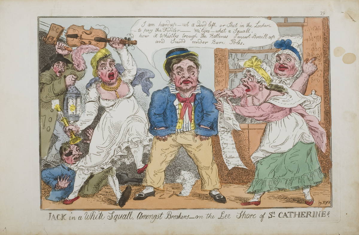 Appraisal: EIGHT BRITISH SATIRICAL PRINTS ON THE LIFE OF A SAILOR