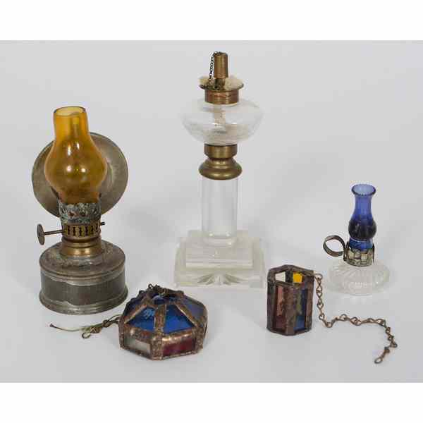 Appraisal: Miniature Oil Lamps and Lighting A group of miniature oil