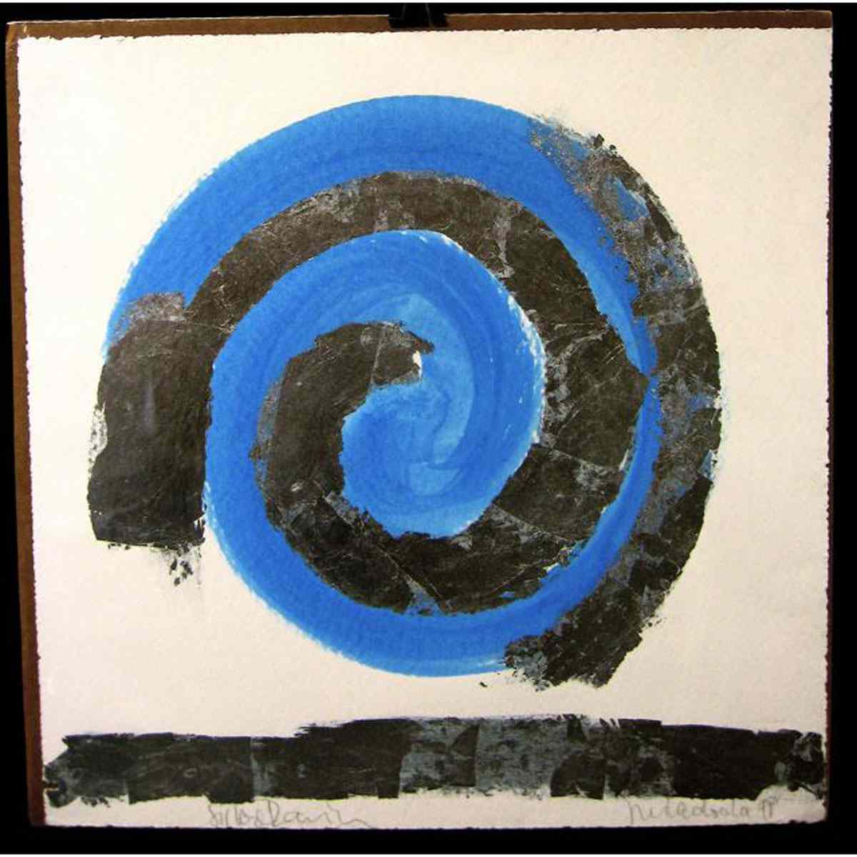 Appraisal: JIRI LADOCHA CANADIAN - BLUE GRAY MIXED MEDIA ON PAPER