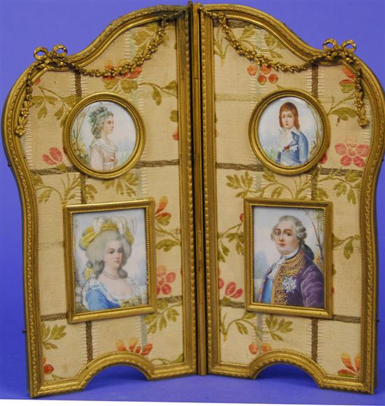 Appraisal: FOUR FRENCH PORTRAIT MINIATURES ON IVORY signed Derval depicting King