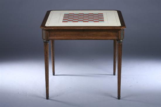 Appraisal: CONTINENTAL NEOCLASSICAL PROVINCIAL STYLE GAME TABLE th century Square top