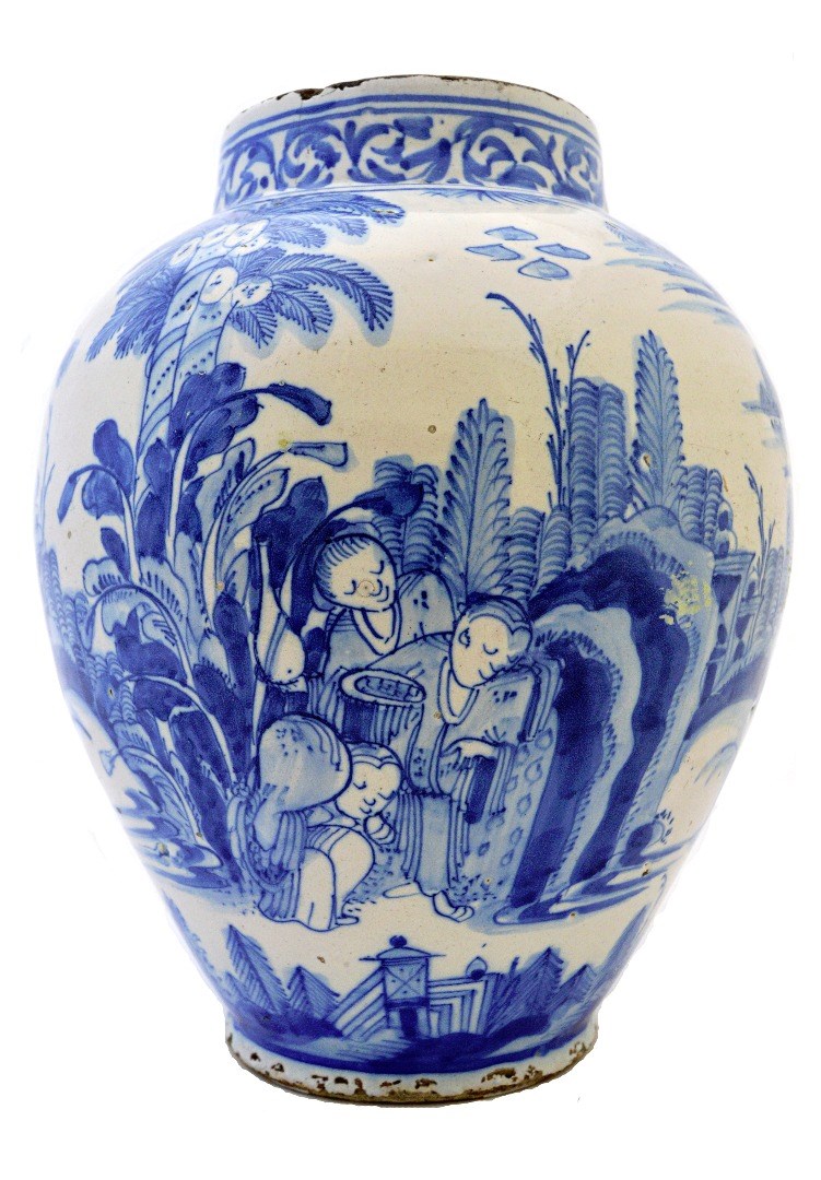 Appraisal: A blue and white faience vase probably Dutch late th