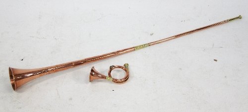 Appraisal: A copper coaching horn cm long and a copper bugle