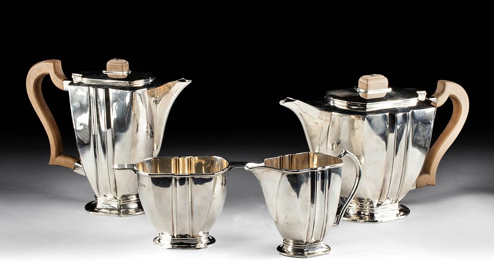 Appraisal: s English Art Deco Silver Tea Service pcs Northern Europe