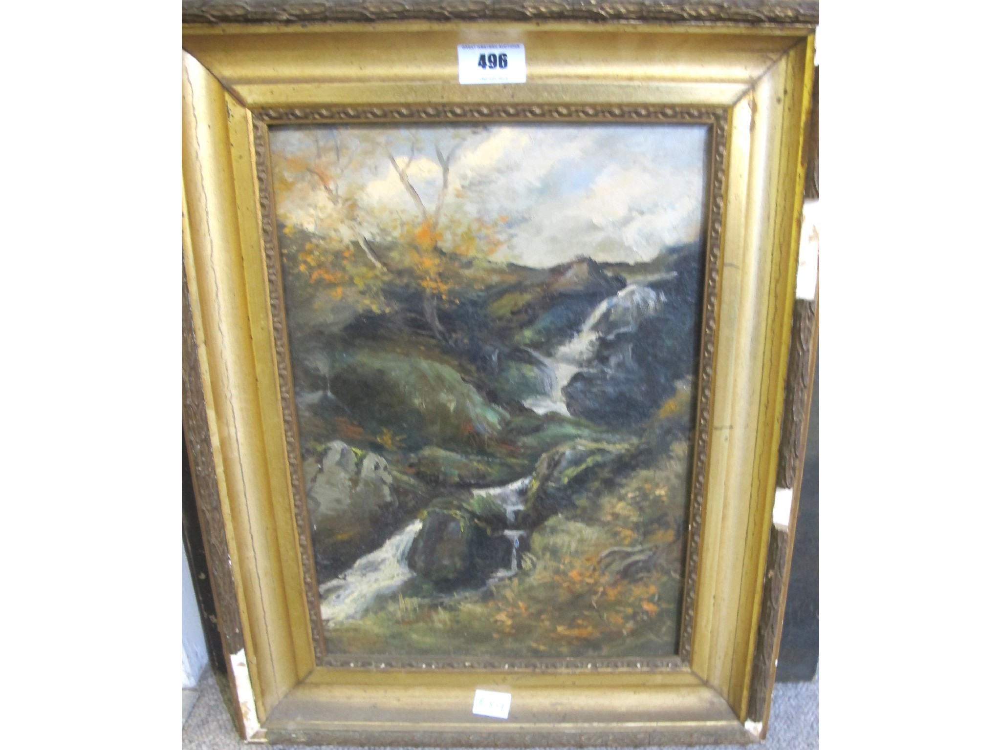 Appraisal: S BOYLE circa Highland Waterfall signed oil on canvas and