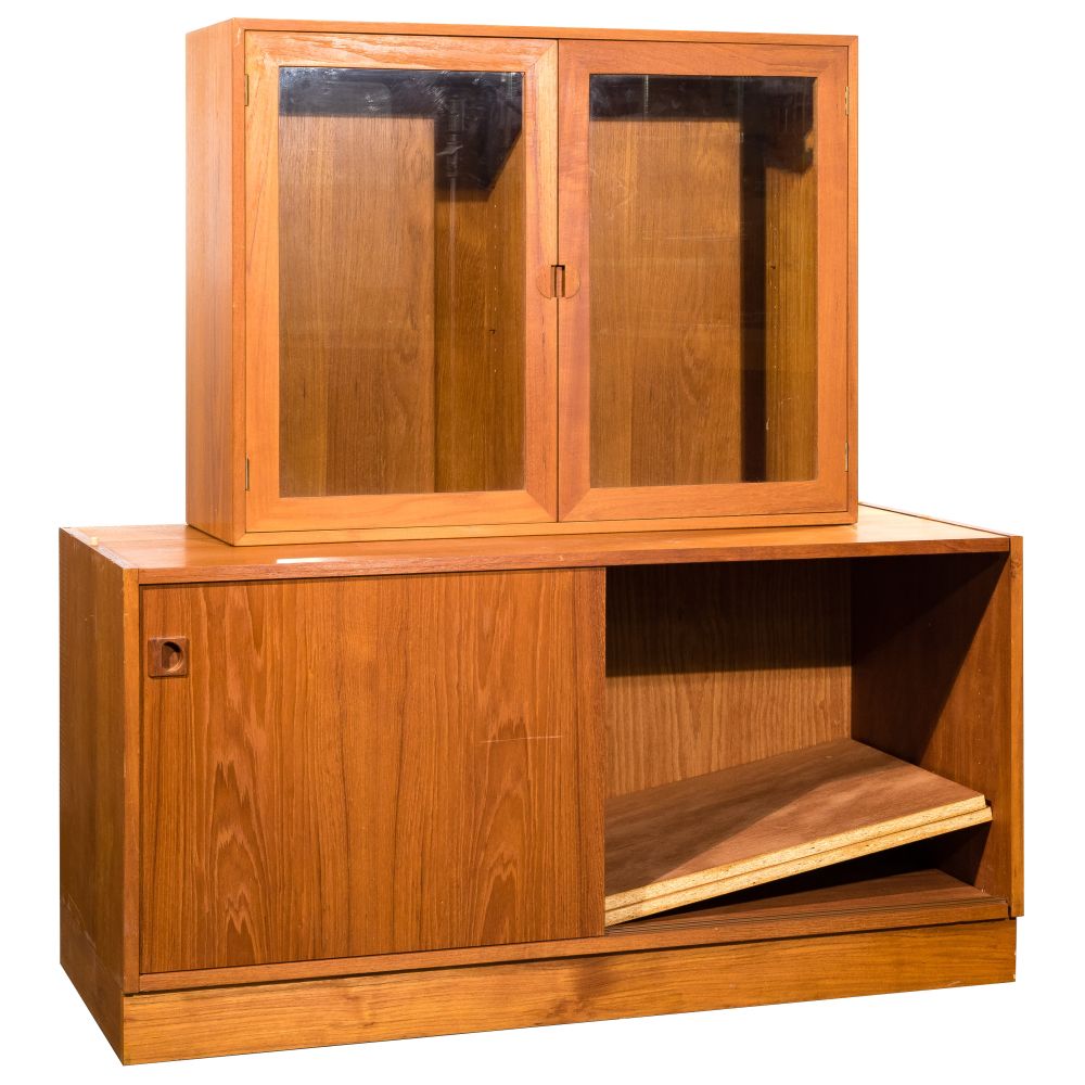 Appraisal: DANISH MODERN TEAK CABINETS items having teak veneers including a