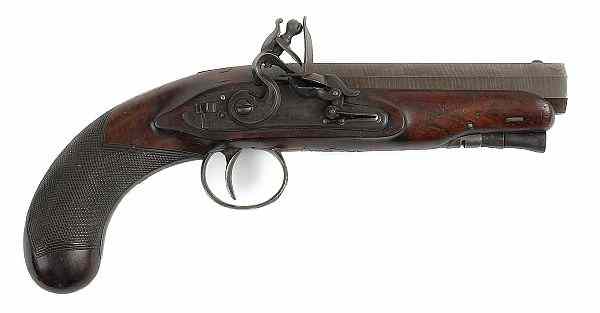 Appraisal: Smith English flintlock pistol approx cal the barrel flat marked