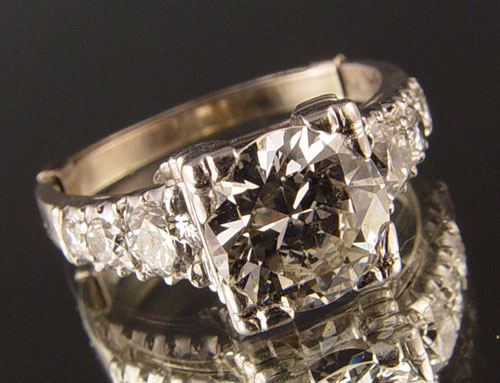 Appraisal: PLATINUM DIAMOND ENGAGEMENT RING Ca - platinum ring with one