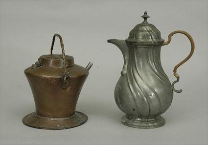 Appraisal: Pewter Pitcher together with a Coppered Jug