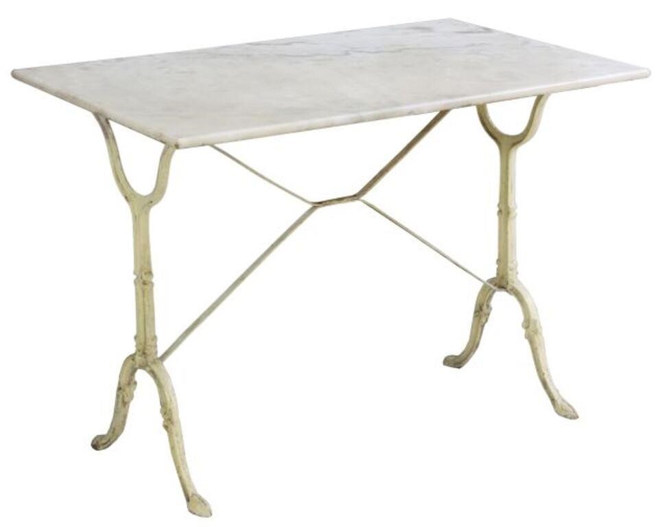 Appraisal: French bistro table th c having rectangular marble top rising