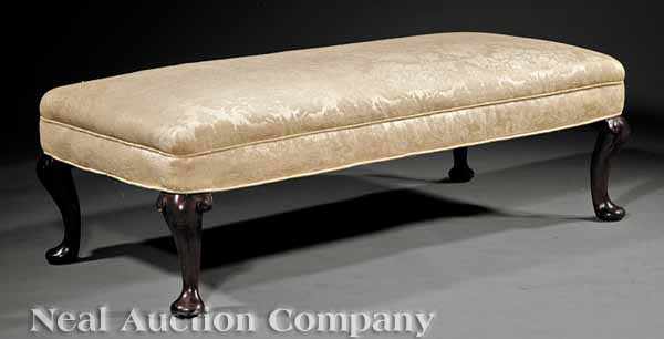 Appraisal: An Antique Queen Anne-Style Carved Mahogany Bench mid- th c