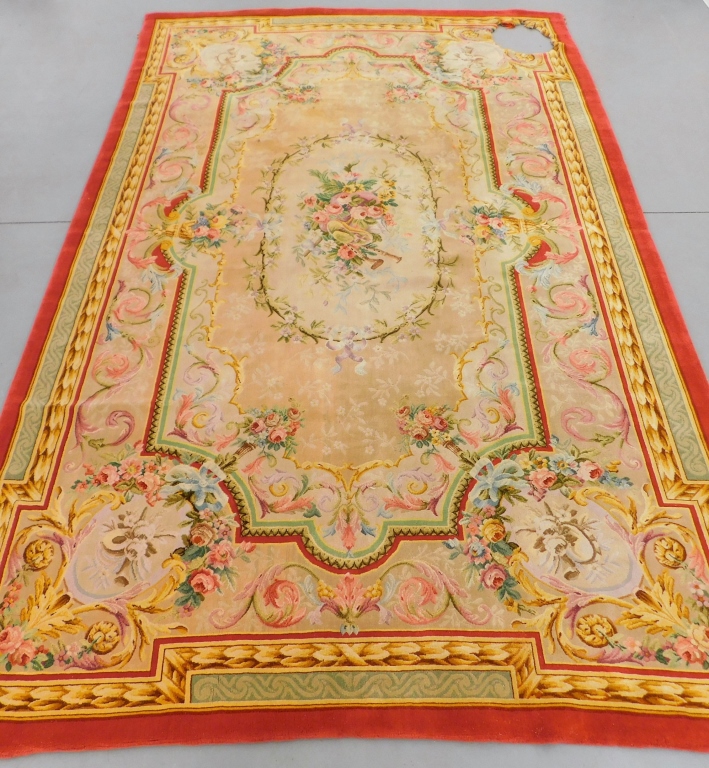 Appraisal: LG SEMI ANTIQUE FRENCH SAVONNERIE RUG France th CenturyCentral floral