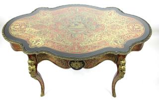 Appraisal: Antique French Boulle Inlaid Parlor Table Antique French Boulle Inlaid