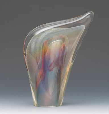 Appraisal: Baker O'Brien American Contemporary Hot Glass Sculpture Heavy organic form