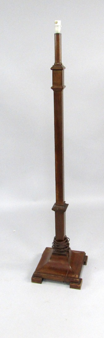 Appraisal: A s mahogany standard lamp with square section column and