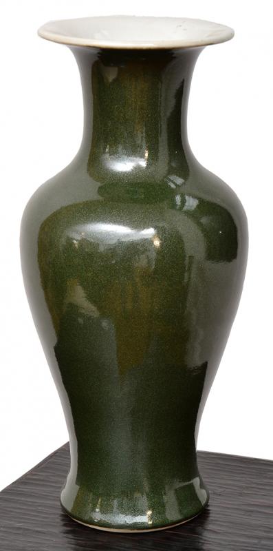 Appraisal: A GREEN METALLIC GLAZED CHINESE VASE of waisted form with