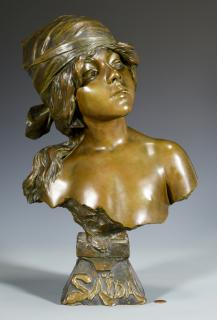 Appraisal: E Villanis Bronze Bust of Child Bronze cast by Societe