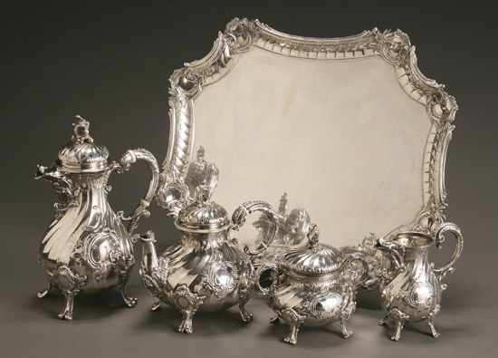 Appraisal: German Rococo Style Silver Four-Piece Coffee and Tea Service with