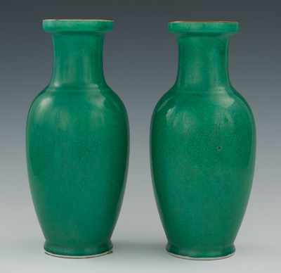 Appraisal: A Pair of Emerald Green Glaze Porcelain Vases Each of