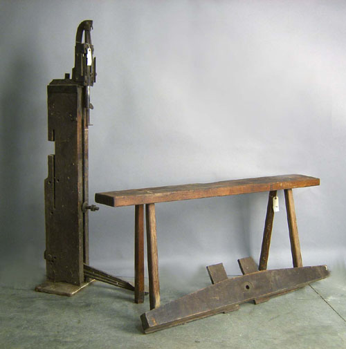 Appraisal: Pine work bench th c together with a mortising machine