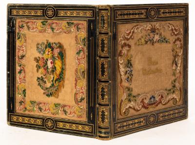 Appraisal: Album th to cont green morocco gilt with tapestry panels