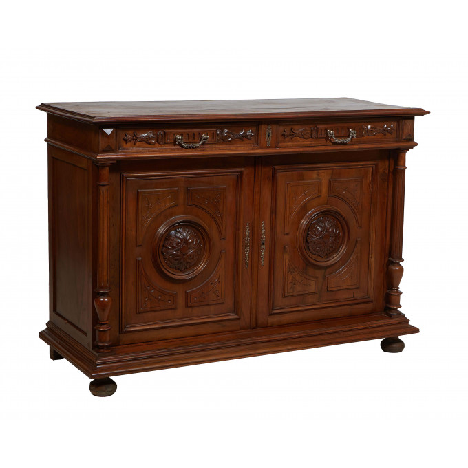 Appraisal: French Henri II Style Carved Walnut Sideboard c the stepped