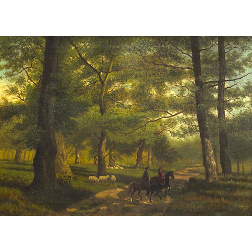 Appraisal: Clinton Loverage American th c forest scene with pair of