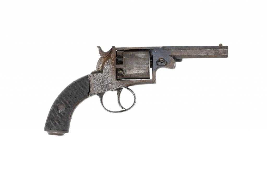 Appraisal: AN ENGLISH SHOT TYPE PERCUSSION BIRMINGHAM REVOLVER the calibre octagonal