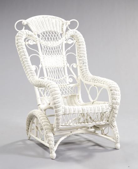 Appraisal: American Late Victorian Wicker Platform Rocking Chair late th century