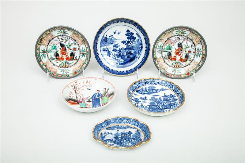 Appraisal: Three English Blue and White Porcelain Dishes an English Dish