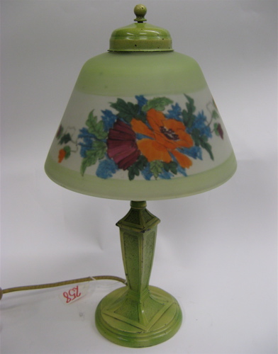 Appraisal: AN AMERICAN BOUDOIR TABLE LAMP c - Reverse transfer ware