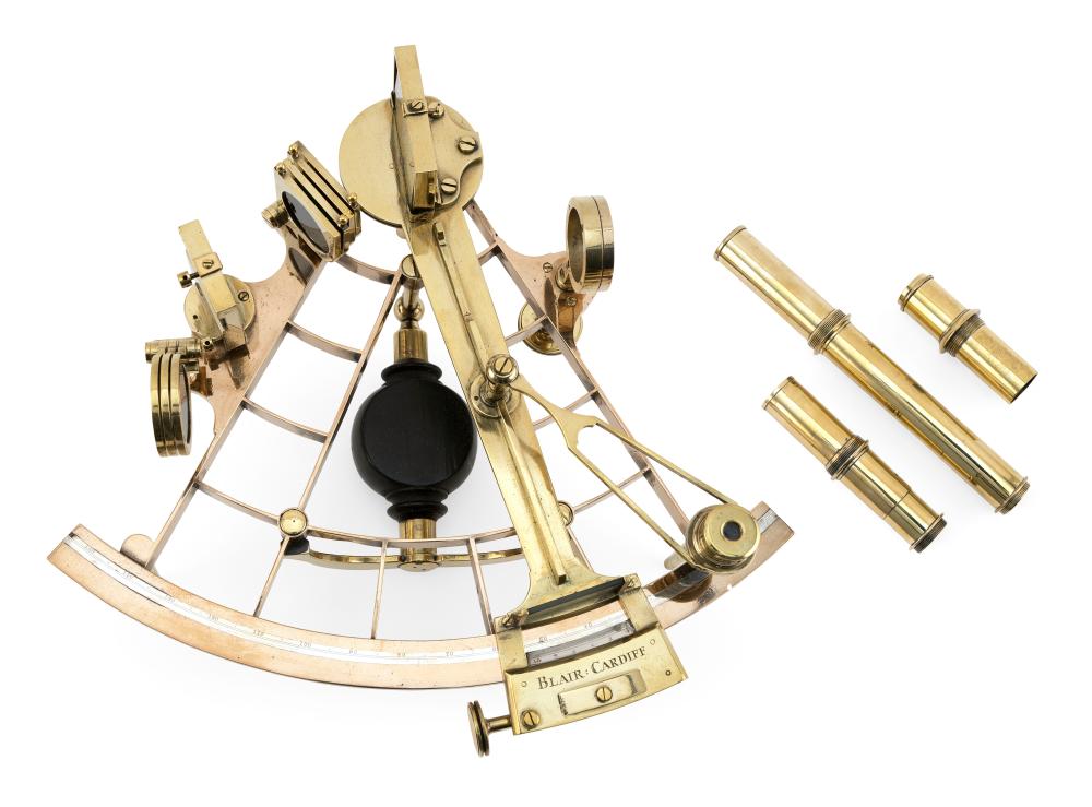 Appraisal: CASED BRASS SEXTANT BY BLAIR OF CARDIFF WALES LAST HALF