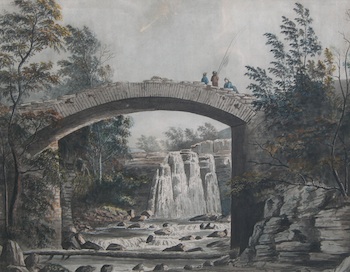 Appraisal: British School th Century Bridge and Fisherman Watercolor unsigned image