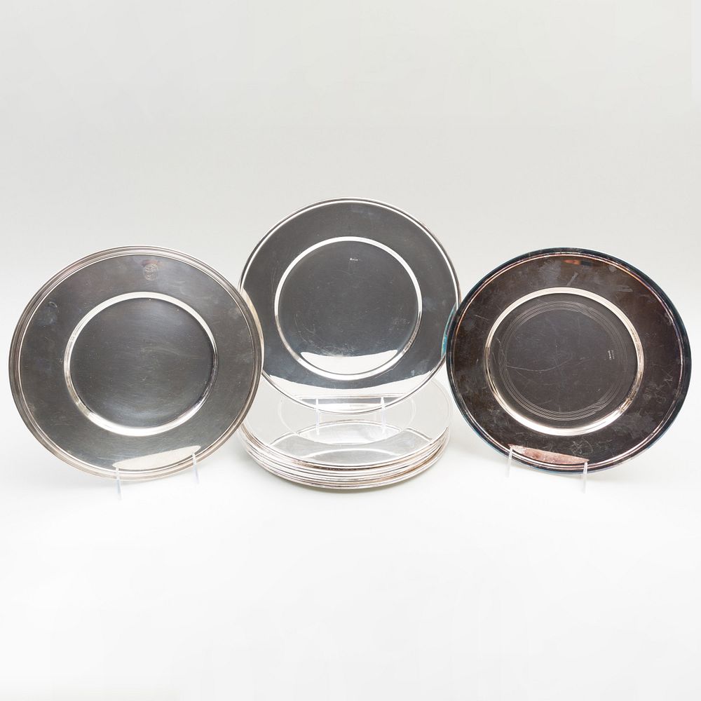 Appraisal: Set of Eight Ercuis Silver Plate Chargers and Two Christofle