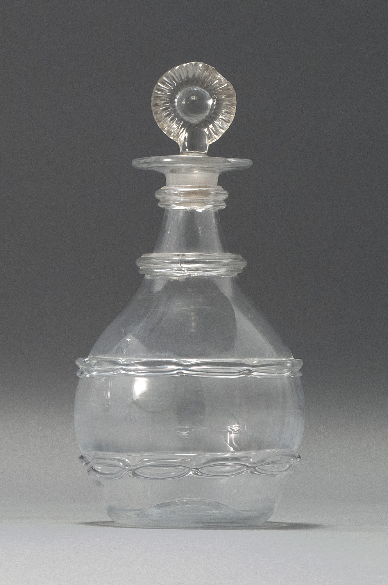 Appraisal: SANDWICH GLASS COMPANY CLEAR FREE-BLOWN GLASS DECANTER BY THOMAS CAINS