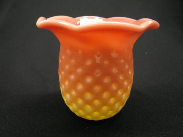 Appraisal: Mt Washington Glossy Peachblow Art Glass Vase pineapple design diamond