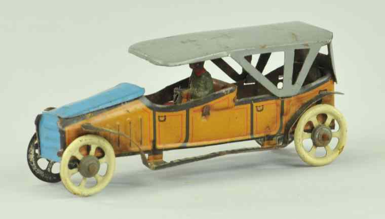 Appraisal: TOURING CAR PENNY TOY Germany lithographed tin grey roof depicts