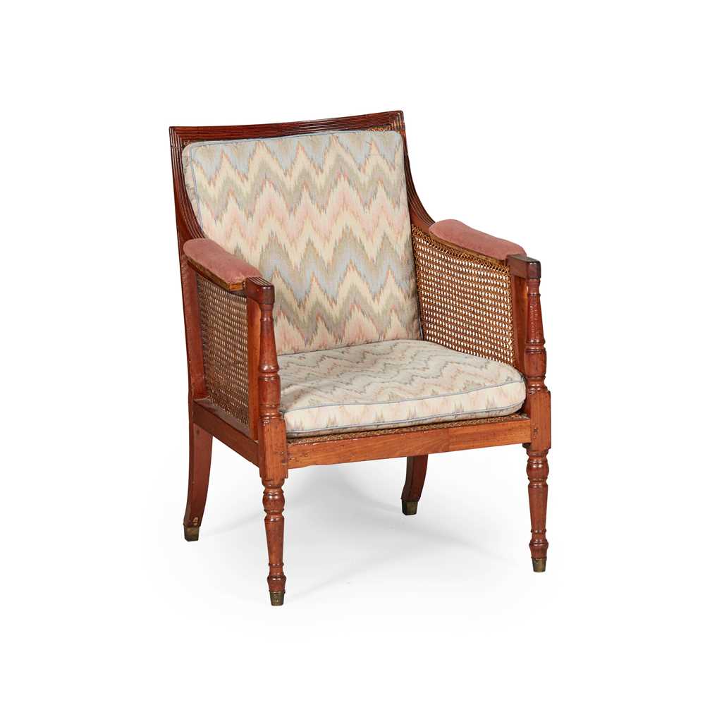 Appraisal: REGENCY MAHOGANY BERGERE EARLY TH CENTURY the square caned back