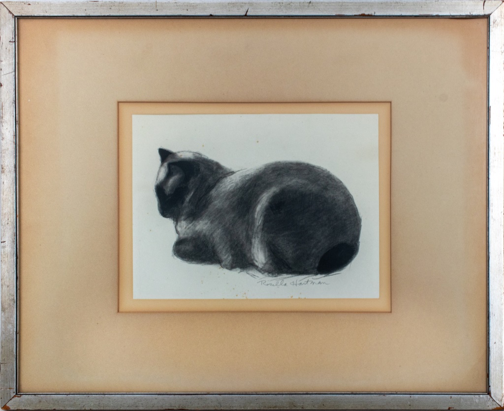 Appraisal: ROSELLA HARTMAN SIAMESE CAT CHARCOAL ON PAPER Rosella Hartman American