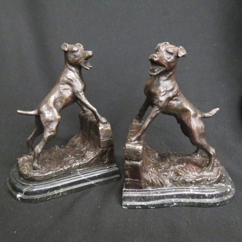 Appraisal: Pair of Bronze Figural Dog Bookendsafter Edouard Drouot matched boxes