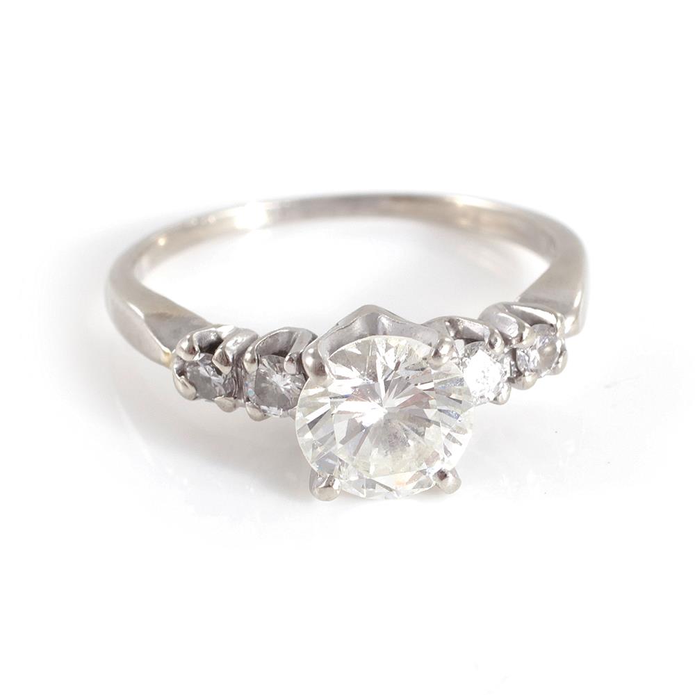 Appraisal: Diamond engagement ring approx ct x mm round diamond accented