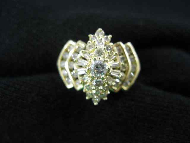 Appraisal: Diamond Ring cluster of round and baguette diamonds totaling carat