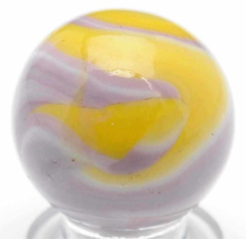 Appraisal: Christensen Agate Tri-Colored Flame Marble Yellow base with lavender and