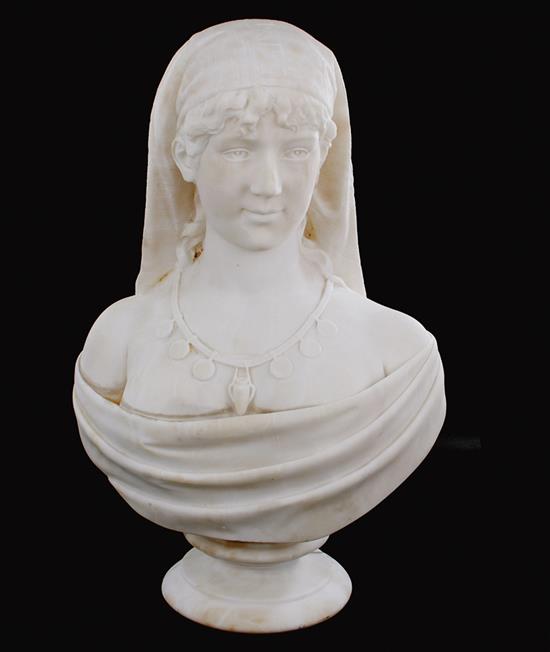 Appraisal: Cesare Lapini after Italian - BUST OF REBECCA Carrera marble