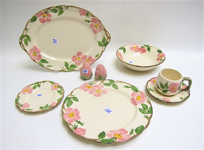 Appraisal: FRANCISCAN DESERT ROSE DINNERWARE SET sixty pieces comprised of dinner