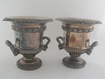 Appraisal: A pair of Old Sheffield plate wine coolers of campana