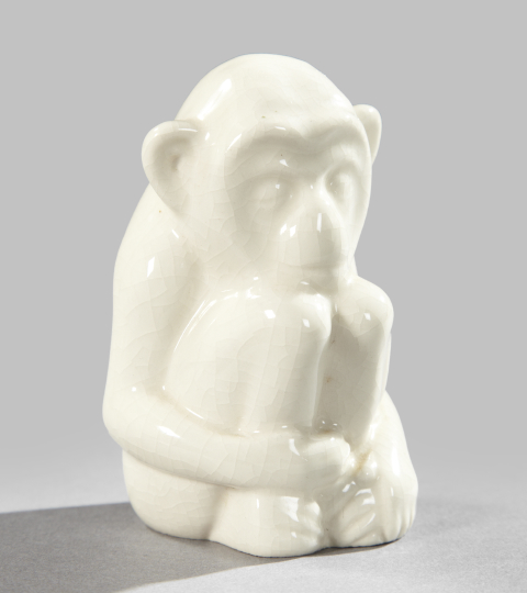 Appraisal: Rookwood Pottery Figure of a Monkey the seated crouched figure