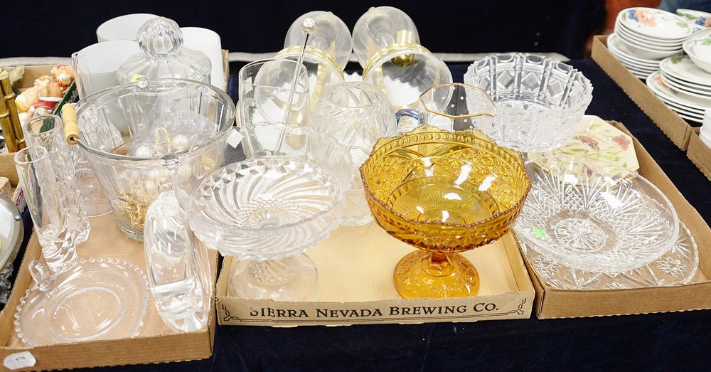 Appraisal: Four tray lots of glass to include compotes brass and